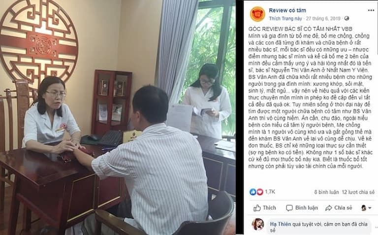 Bệnh nhân gửi lời cảm ơn tới bác sĩ Vân Anh sau khi điều trị bệnh