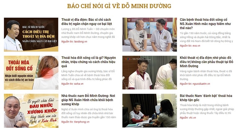 Nhiều tờ báo uy tín đưa tin về nhà thuốc Đỗ Minh Đường