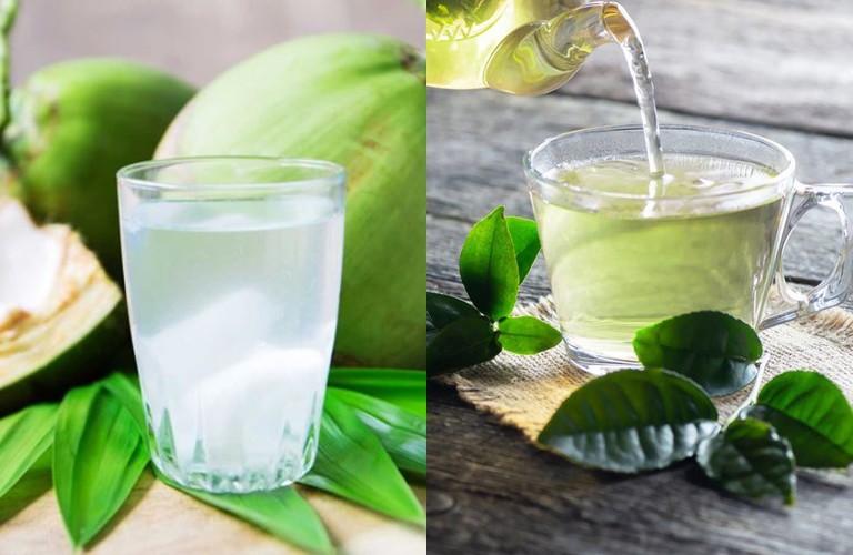 Nước dừa kết hợp với trà xanh chữa đau dạ dày hiệu quả