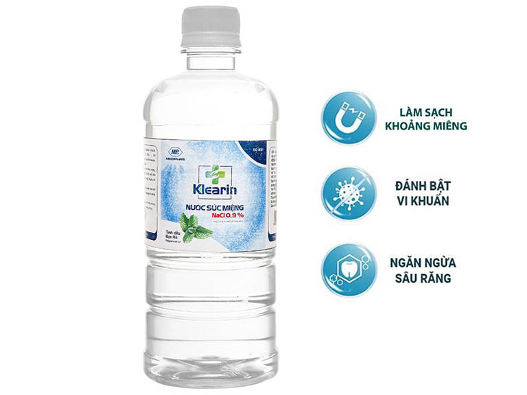 Nước súc miệng chữa viêm họng Klearin Nacl 0.9%