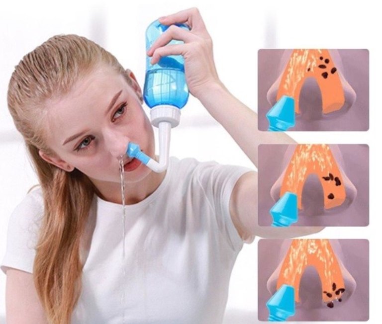 Dùng nước muối sinh lý rửa mũi giúp giảm đau đầu, nghẹt mũi